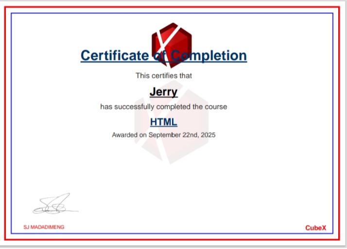 Sample Certificate